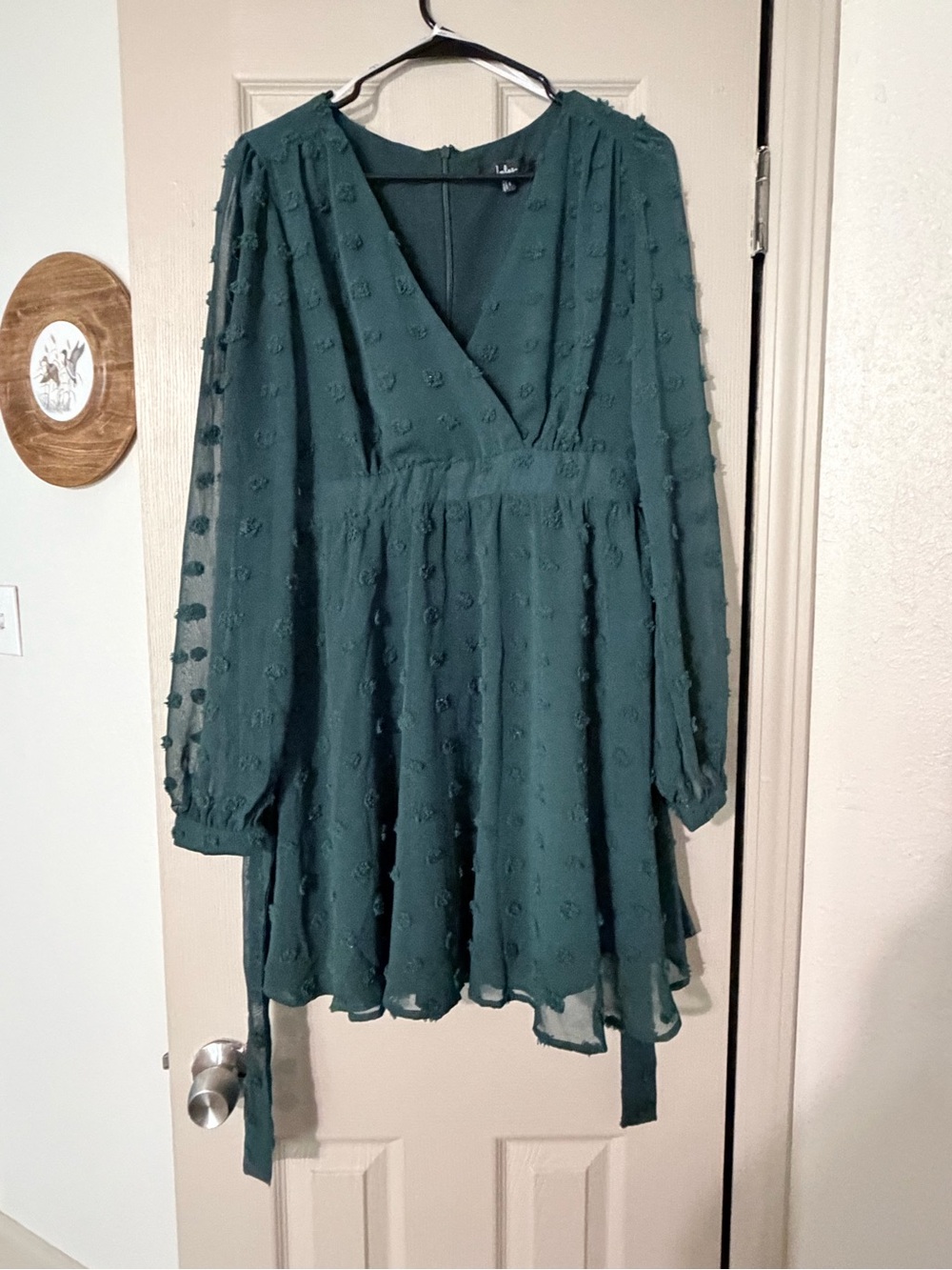 Lulu's Emerald Green V-Neck Textured Dress